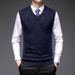 Men's Wool Blend Vest Spring Autumn Casual V-Neck Sweater Solid Color Base Shirt Business Fashion Stylish_viptrois.com