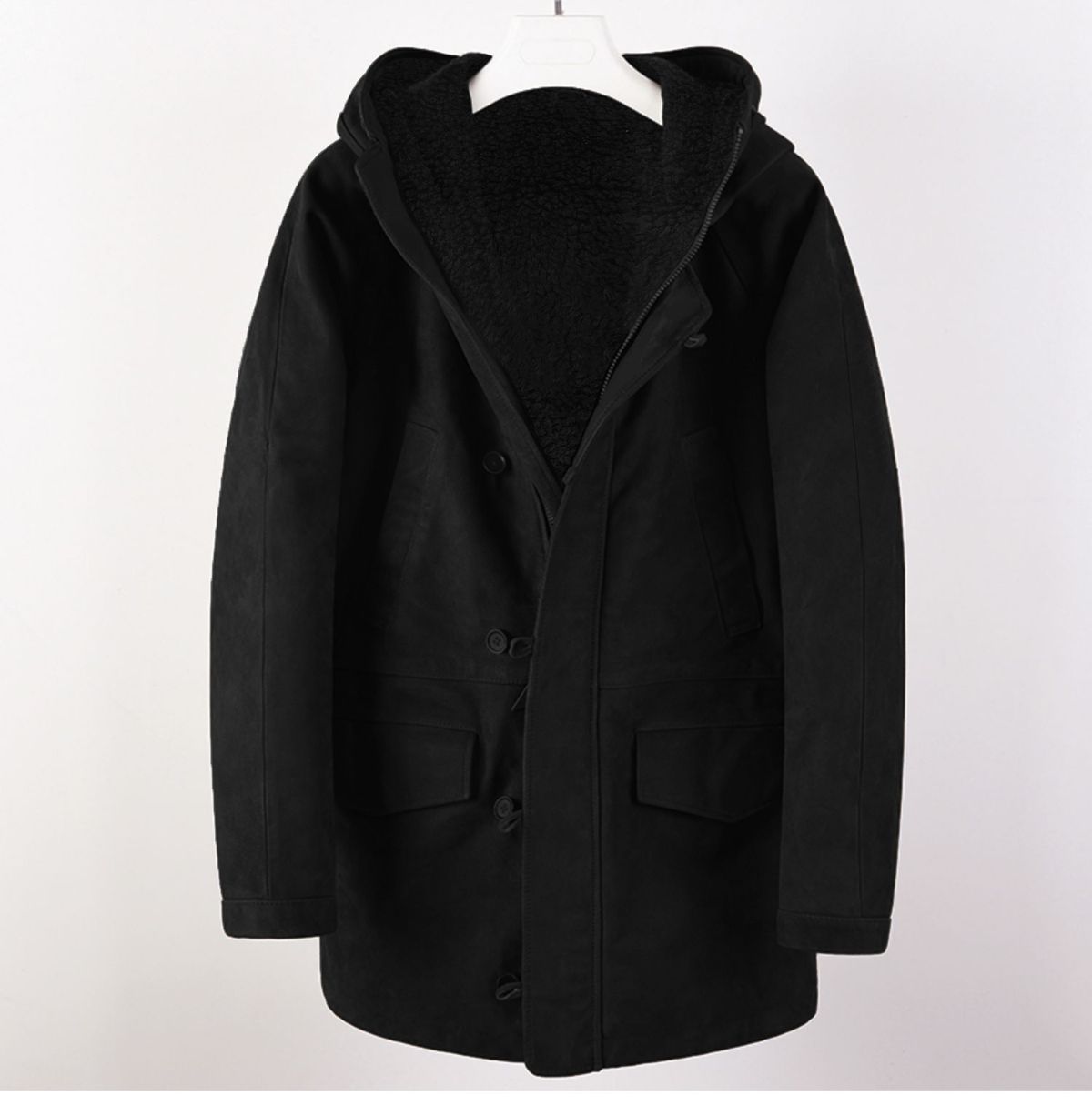 Men's Suede Fleece Jacket - Thickened Winter Coat With Zipper Closure, Long Sleeve, Stylish Urban Outerwear For Daily Wear_viptrois.com
