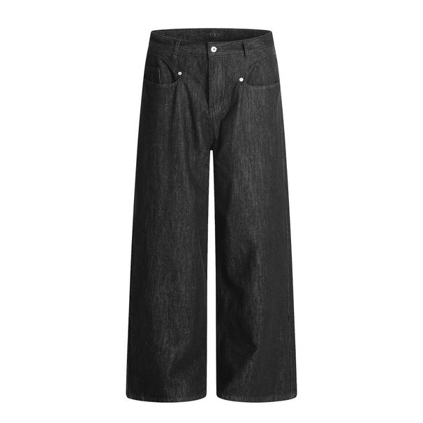 Loose Wide-Leg Denim Trendy Brand Men's Vibe Design Solid Color Versatile Straight-Leg Casual Dad Pants_viptrois.com