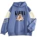 American Style Color Block For Men, Loose Fit, Niche Cat Print Pullover, Cool Outerwear Sweatshirt_viptrois.com