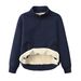 Men's Sweater Winter Men's And Women's Thermal Clothes Solid Color Fleece Long-sleeved Lamb Fleece Sweater Stand-up Collar Zipper Pullover Sweater_viptrois.com