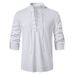 Men's Clothing Men's Stand Collar Long Sleeve Shirt Cotton Linen Henley Hippie Casual Beach Style For Formal & Casual_viptrois.com