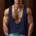 Men's Clothing Large V Neck T Shirt Solid Color Thin Casual Sweat Shirt Sleeveless Breathable Waistcoat Sports Vest_viptrois.com