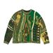 Vintage Contrast Ethnic Style Portrait Knitted Round Neck Pullover Sweater Jacquard Large Size_viptrois.com