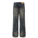 Men's Clothing High Street Vibe Distressed Blue Flared Jeans Men's Cool Slim Fit Pants_viptrois.com