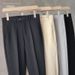 Summer Ice Silk Men's Cropped Suit Pants Flowy Nine Point Business Casual Korean Style Straight Leg Loose Fit_viptrois.com
