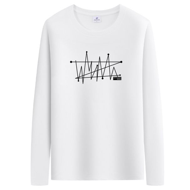 Spring And Autumn Men's Long Sleeve Shirt Trendy Clothes Printed Crew Neck White Casual Autumn Clothes Loose Bottom Shirt_viptrois.com