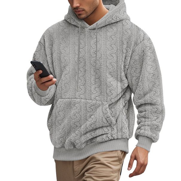 Outdoor Autumn And Winter New Men's Hooded Jacquard Teddy Fleece Sports Leisure Wholesale Sweatshirt_viptrois.com