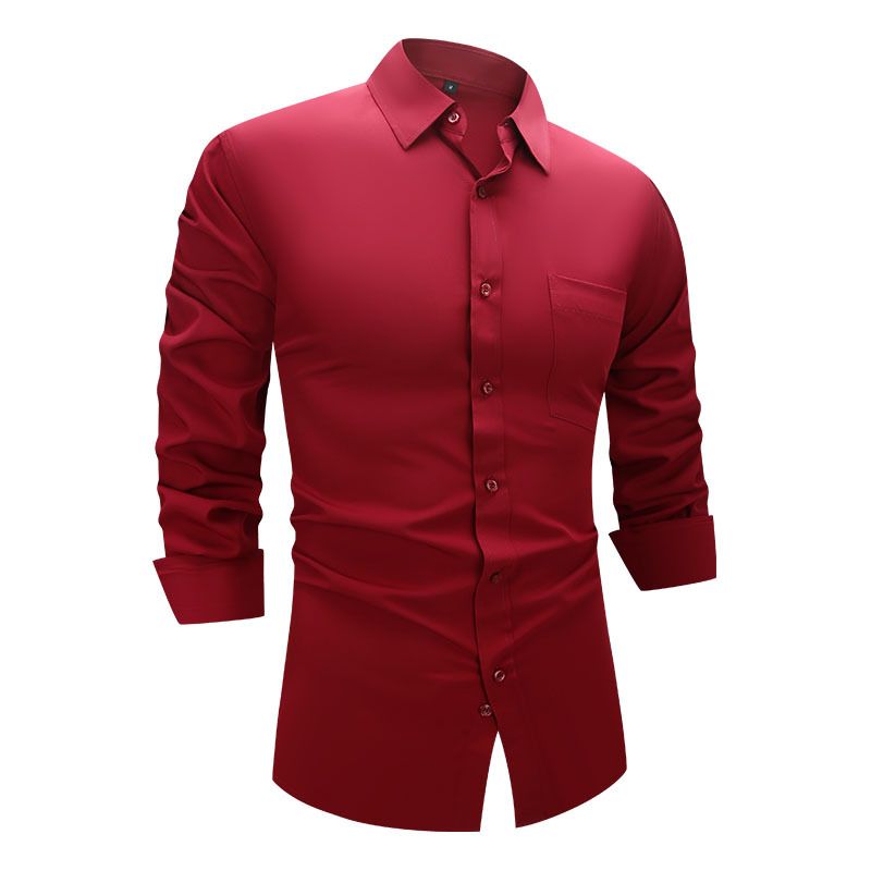 Stretch Comfort Men's Dress Shirt - Business Casual Long Sleeve Shirt For Plus Size & Regular Fit, Wrinkle-Resistant Polyester Fabric_viptrois.com