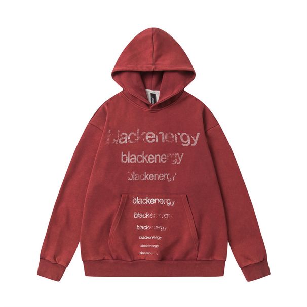 American Style Fuzzy Letter Print Hoodie Casual Spring Autumn Trend INS Men's Loose Pullover Sweatshirt_viptrois.com