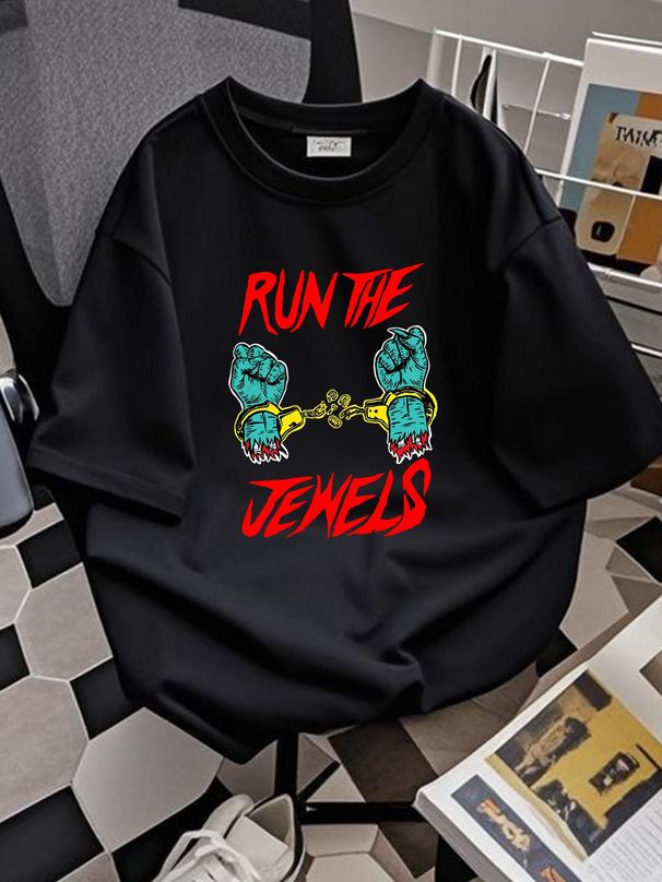 Run The Jewels Shirt Hip Hop Band Black Men All Size T-shirt FN1775 Stylish Slightly Versatile Stretched Graphic Homme Top For Everyday Wear_viptrois.com