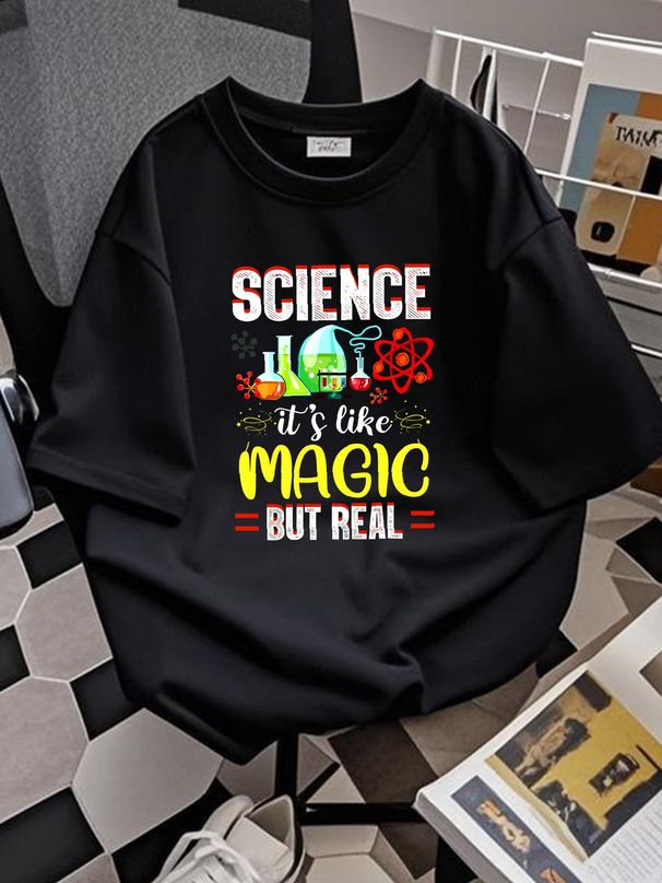 Science T Shirt It's Like Magic But Real For Teacher ScientisT Lover Appreciation Casual Slightly Summer Graphic Versatile Top For Everyday Wear_viptrois.com