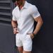 Men's Clothing Short Sleeved Shirt Shorts Sports Leisure Beach Two Piece Suit_viptrois.com