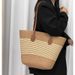 Women's Shoulder Bags Summer Striped Single-shoulder Commuting Straw Woven Bag, Large-capacity Casual And Fashionable Women's Beach Tote Bag_viptrois.com