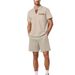 Men's Clothing Lapel Short Sleeved Pullover Casual Shirt Suit_viptrois.com