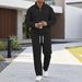 Men's Waffle-Knit Half-Zip Pullover Hoodie & Jogger Set – Relaxed Fit Casual Lounge Wear (Breathable & Lightweight)_viptrois.com