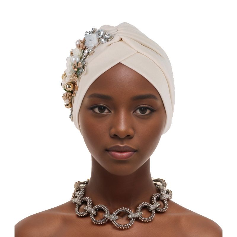 New style solid color watermelon hat with flower pattern Baotou hat African hat Muslim hat_viptrois.com