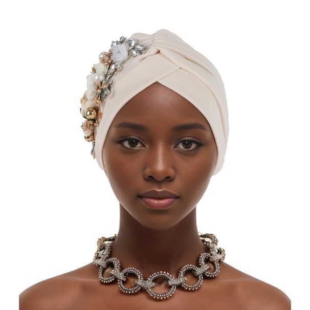 New style solid color watermelon hat with flower pattern Baotou hat African hat Muslim hat_viptrois.com