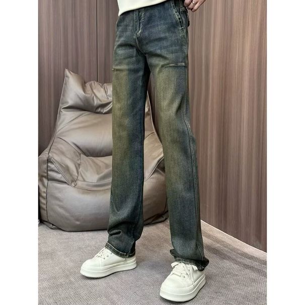 New Spring/Autumn American High Street Retro Distressed Washed Jeans For Men Loose Straight Leg Casual Versatile Floor Length Pants_viptrois.com