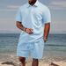 Men's Clothing Men's Jacquard Polo Suit Summer Thin Lapel Sports Short Sleeve_viptrois.com