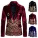 Men's Clothing dress autumn and winter wine red velvet one button men's gold thread embroidered suit dress performance costume_viptrois.com