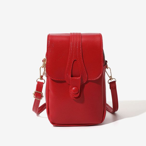 Solid Color Vertical Phone Crossbody Bag - Fashionable Double Zipper Design With Large Capacity Slim & Convenient Outing Bag_viptrois.com