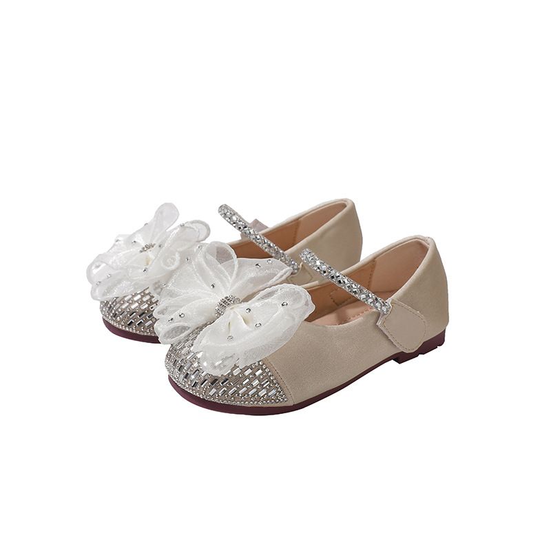 Girls' Leather Shoes Fall/Winter 2022 New Crystal Shoes Fashion Korean Princess Shoes Women's Baby Children's Shoes Small, Medium and Large Children_viptrois.com
