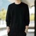 Men's Casual Velvet Pullover Sweater Round Neck Solid Color Loose Fit Spring Autumn Top Polyester Bottoming_viptrois.com