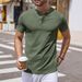 Men's Clothing Men's Henley Shirt Short Sleeved Casual Button Down Shirt Lightweight Summer Solid Color Slim T Shirt_viptrois.com