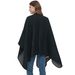 Unisex Autumn/Winter trim solid color cashmere double side black grey split cape_viptrois.com