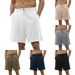 Men's Clothing Summer Cotton And Linen Shorts Beach Elastic Waist Basic Casual Shorts_viptrois.com