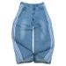 Retro Streetwear Striped Jeans - Vintage Inspired Wide Leg Denim Pants With Distressed Wash Authentic Vintage Wash_viptrois.com