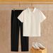 Summer Men's Linen Suit Short Sleeved Polo Shirt Casual Pants Versatile Business Two Piece Set_viptrois.com