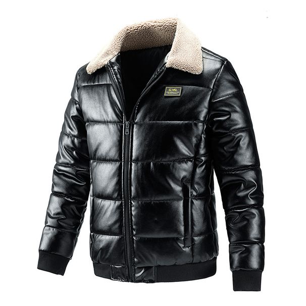 Men's Clothing Leather Jacket Men's Plus Velvet Thickened Cotton Jacket Lamb Wool Lapel Jacket Motorcycle Leather Jacket Men's Jacket Cotton Jacket_viptrois.com