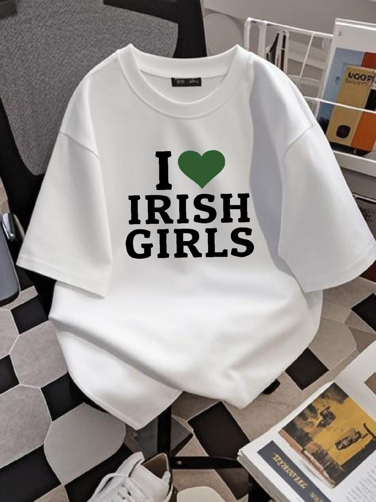 I Love Irish Girls T-shirt - Love Novelty Men Graphic Tee Casual Comfortable Unisex Designer Clothes Stylish Graphic Homme Streetwear Versatile_viptrois.com