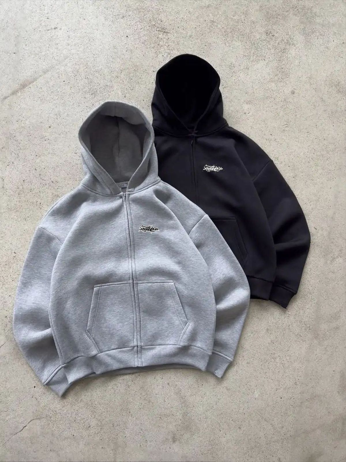Men's Clothing Men's Trendy Hooded Graffiti Letter Print Sports Casual Comfort Sweatshirt Set_viptrois.com