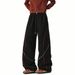 Heavy Navy Blue Bright-line Scimitar Sweatpants For Men And Women, Autumn Comfortable And High Casual Pants, Loose Sports Wide-leg Pants_viptrois.com