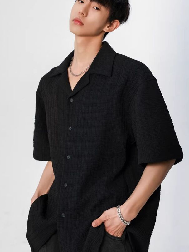 Men's Clothing Shirt Short Sleeves Men's Summer New Versatile Casual T Shirt Half Sleeve Loose High End Jacket_viptrois.com