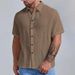 Men's Clothing Men's Cotton And Linen Fashion Solid Color Double Layer Wrinkled Short Sleeved Shirt Men's Fashion Simple Multi Color Shirt_viptrois.com