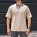 Men's Waffle-Knit Breathable Short-Sleeve T-Shirt – Summer Comfort Fit Crew Neck Tee For Casual & Active Wear_viptrois.com