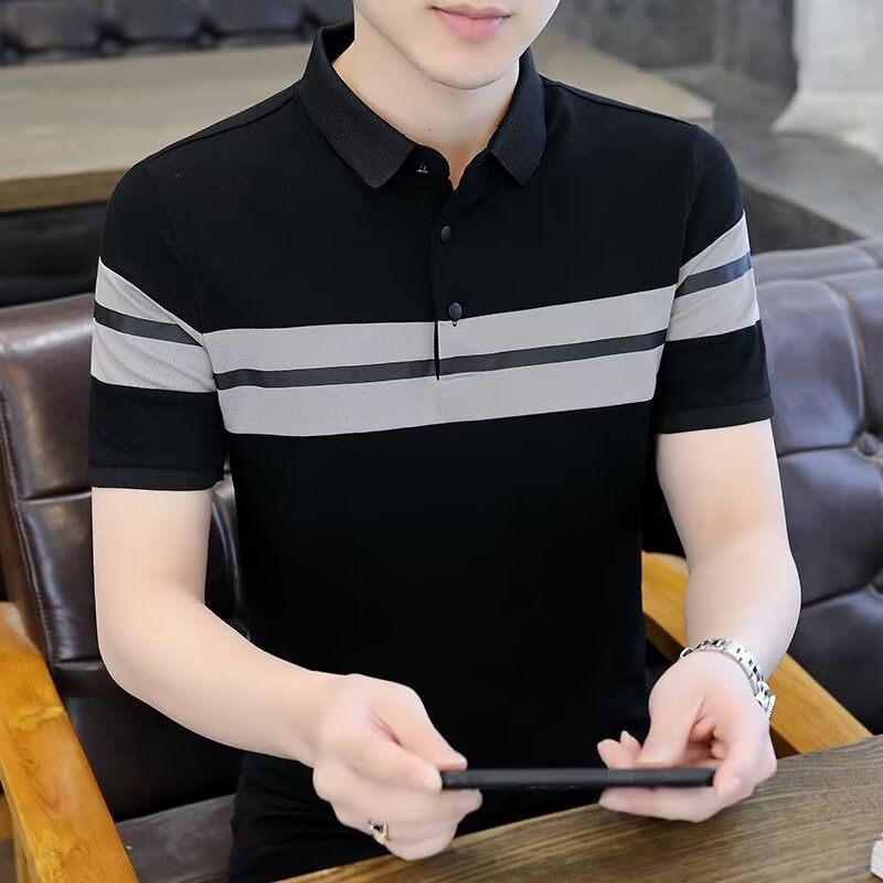 "Men's Slim-Fit Short-Sleeve Polo Shirt – Breathable Korean-Inspired Casual Top For Summer"_viptrois.com