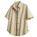 Unisex Heavyweight Workwear Short Sleeve Shirt - 40s Cotton Twill, Drop Shoulder, Relaxed Fit With Chest Pockets_viptrois.com