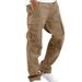 Men's Clothing Exclusively Workwear Trousers Men's Sports Solid Color Drawstring Multi Pocket_viptrois.com