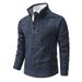 Men's Fleece-Lined Knit Sweater – Slim-Fit Stand Collar Pullover For Winter Warmth_viptrois.com