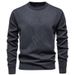 Men's Fleece-Lined Round Neck Pullover Sweater, Winter Warm Oversized Knit Top For Casual & Everyday Wear_viptrois.com