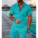 Men's Knit Polo & Shorts Set - Zipper Lapel Casual Short Sleeve Outfit_viptrois.com