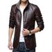 Men's Faux Leather Jacket With Fur Collar – Mid-Length Winter Coat (Black/Khaki/Grey, M-8XL)_viptrois.com