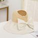 Black rubber sunscreen hat with bow splicing, fashionable fisherman casual outdoor beach sun hat, children_viptrois.com