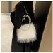 Women's Bags Autumn And Winter New Turkey Feather Plush Crossbody Bag Solid Color Versatile Large Capacity Handbag Pearl Chain Women_viptrois.com