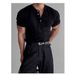 Henry Collar Slim Fit Knitted Short Sleeved T Shirt For Men 2025 Summer New Style Light Mature Style Business Commuting All Match T Shirt_viptrois.com
